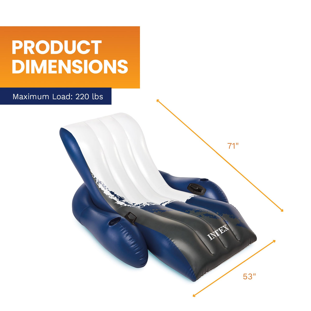 Intex dual air chambers keep the chair inflated on the water.
