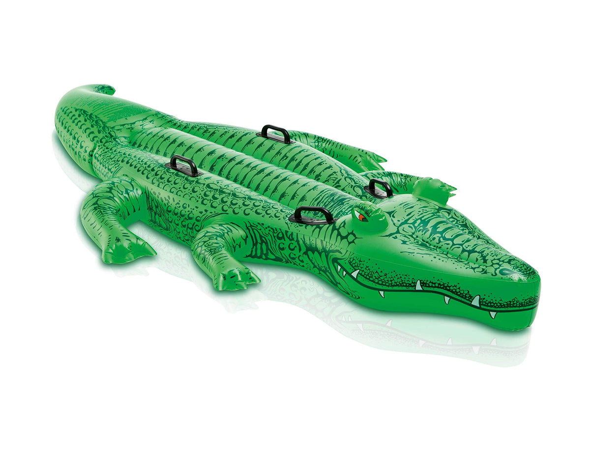 Intex Giant Gator Ride-On 80 by 45 inches, a spacious pool toy for family fun.