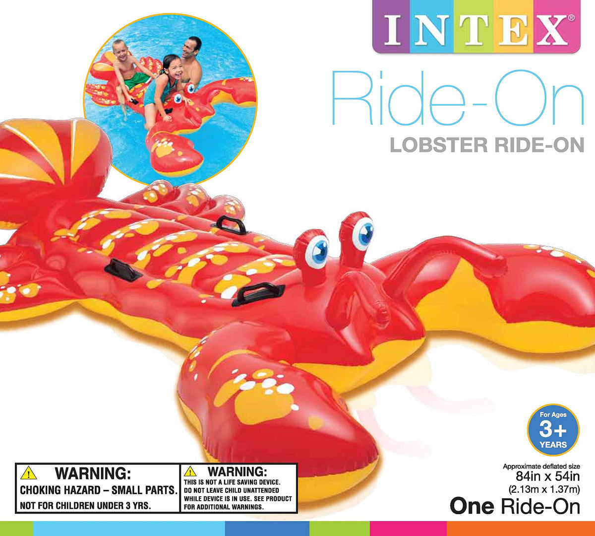 Intex Giant Lobster float featuring four heavy-duty handles for easy grabbing.