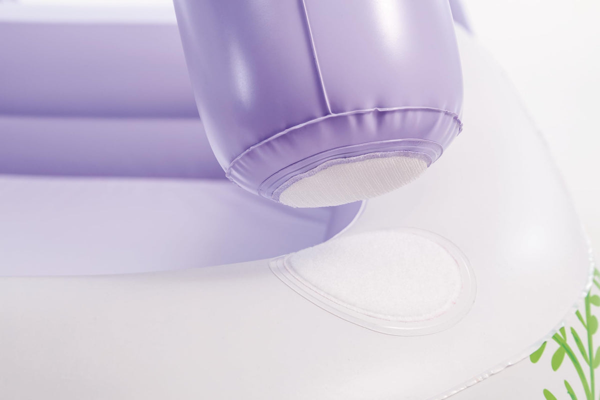 Intex inflatable floor adds soft cushioning for safe splashing sessions.