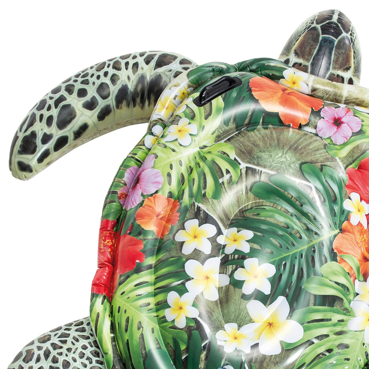 Intex inflatable turtle on water scene with family