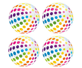 Intex jumbo beach ball set of four with transparent panels for poolside fun.