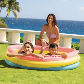 Intex Kiddie Pool water-ready setup, perfect for quick outdoor cooling on hot days.
