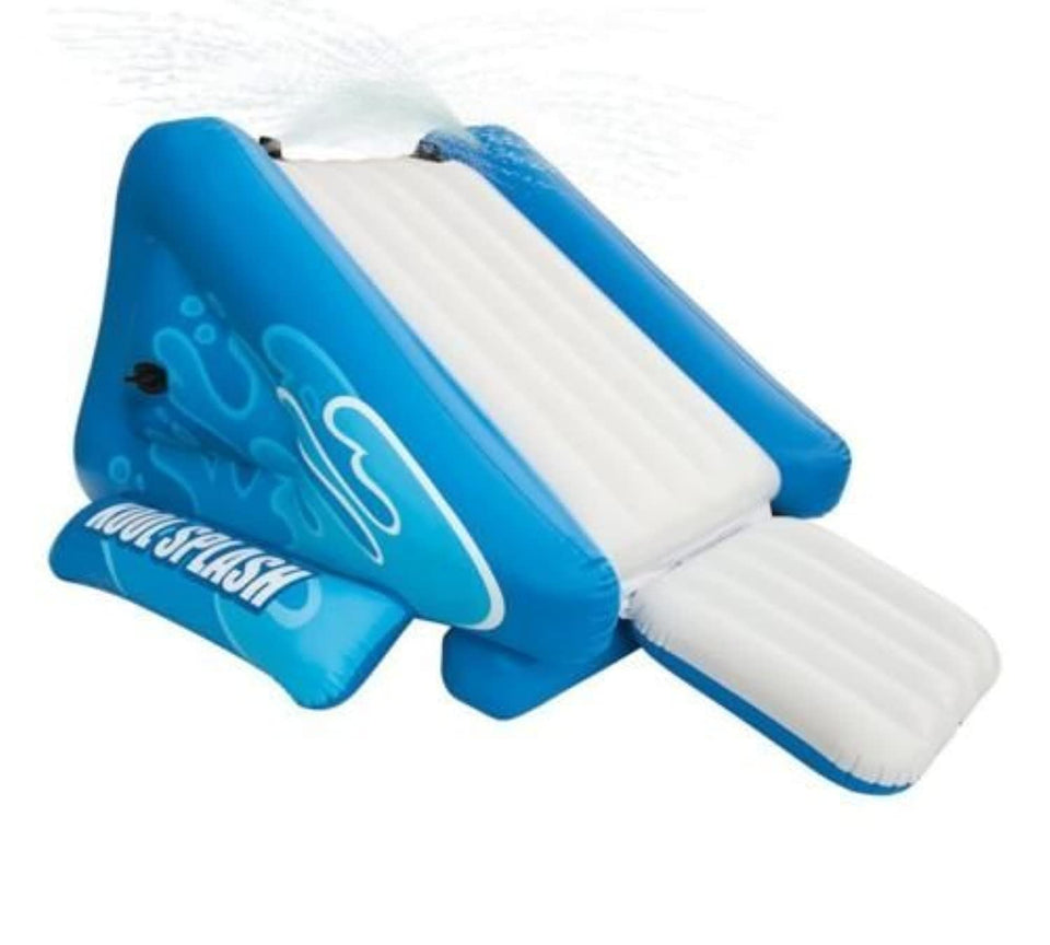 Intex Kool Splash pool slide front view highlighting sturdy construction for backyard fun