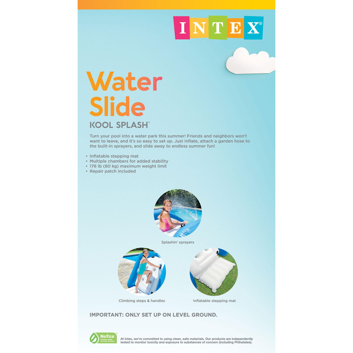 Intex Kool Splash repair patch kit enables quick on-site fixes.