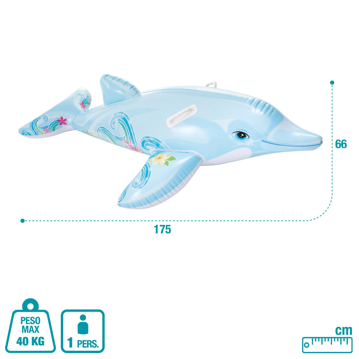 Intex Lil Dolphin dimensions 175 by 66 cm for small pools.