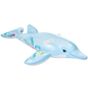 Intex Lil Dolphin ride-on front view shows a sturdy kid-friendly float.