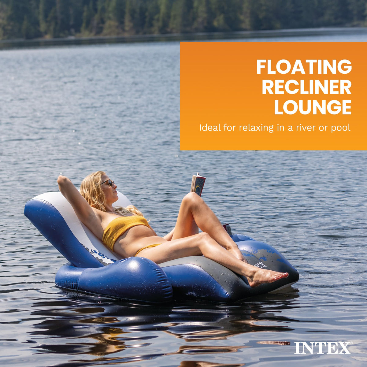 Intex lounge backrest and armrests provide contoured support.