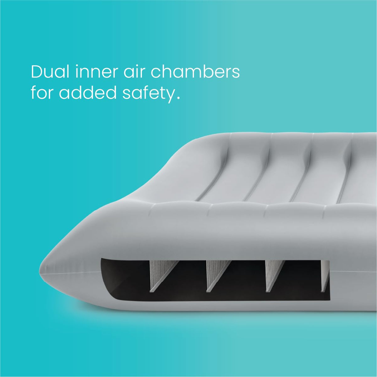 Intex Luxe Lounge mat measures 78 by 62 by 13 inches for roomy lounging.