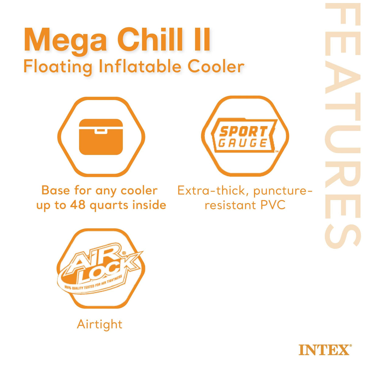 Intex Mega Chill II puncture-resistant PVC shell for durable water-floating fun