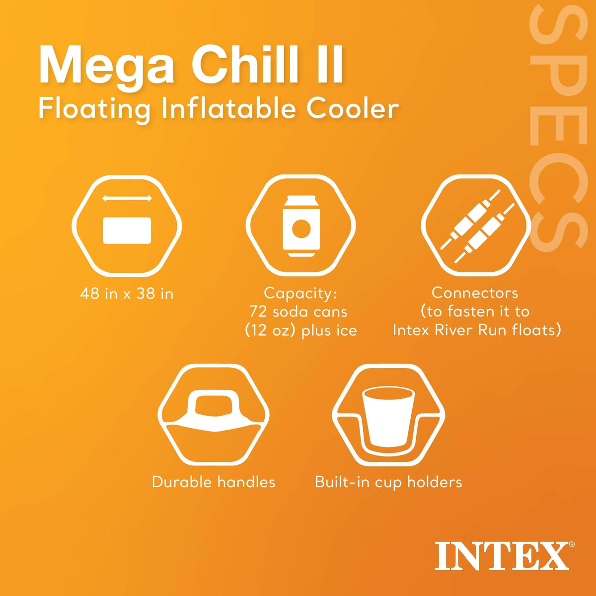 Intex Mega Chill II removable 48 qt ice chest for snacks and drinks
