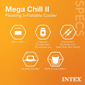 Intex Mega Chill II removable 48 qt ice chest for snacks and drinks
