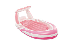 Intex Pink Paradise Boat Float in pool, a roomy lounge for sunny days.