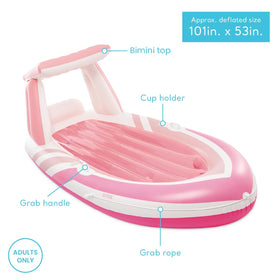 Intex Pink Paradise Boat Float featuring 2 cup holders for drinks.
