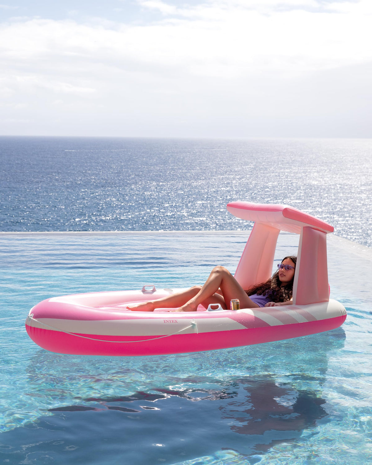 Intex Pink Paradise Boat Float inflated size for easy planning.