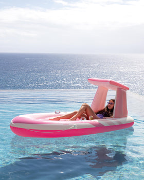 Intex Pink Paradise Boat Float inflated size for easy planning.