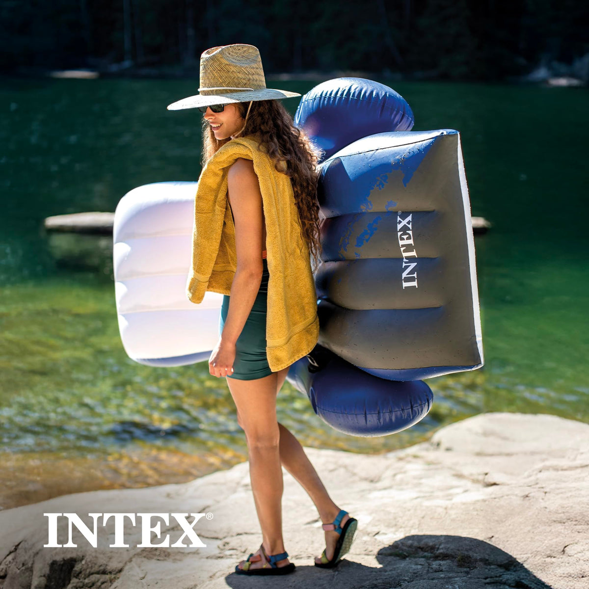 Intex repair patch included for quick fixes on the go.
