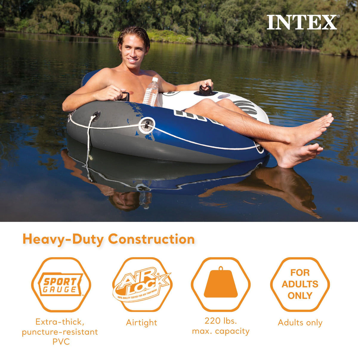 Intex River Run 1 53'' tube with cupholders for beverages on the water.