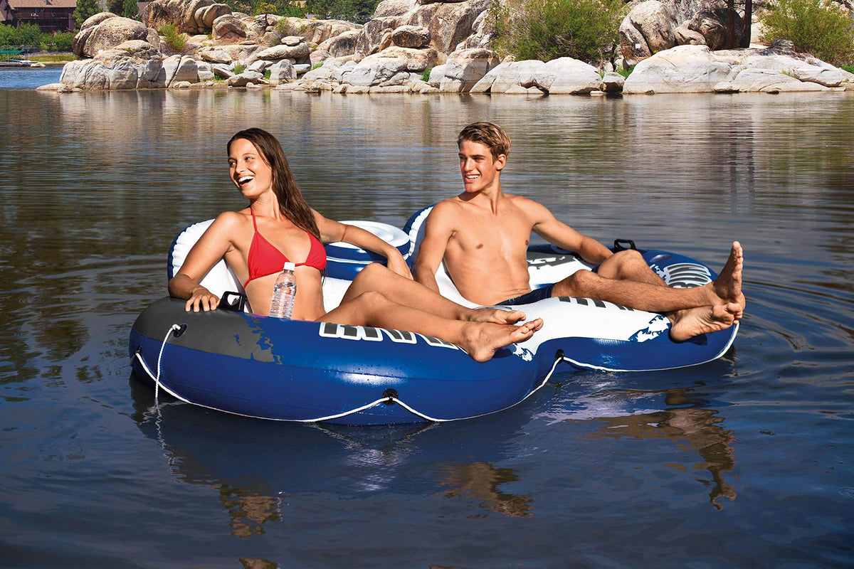 Intex River Run II mesh bottom keeps you cool on hot days.