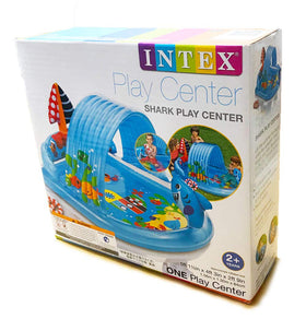 Intex Shark Play Center kids enjoying backyard splash and outdoor play.