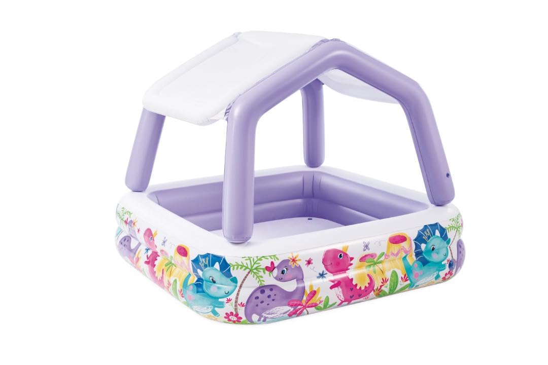 Intex sun shade pool with ocean scene design supports imaginative water play.