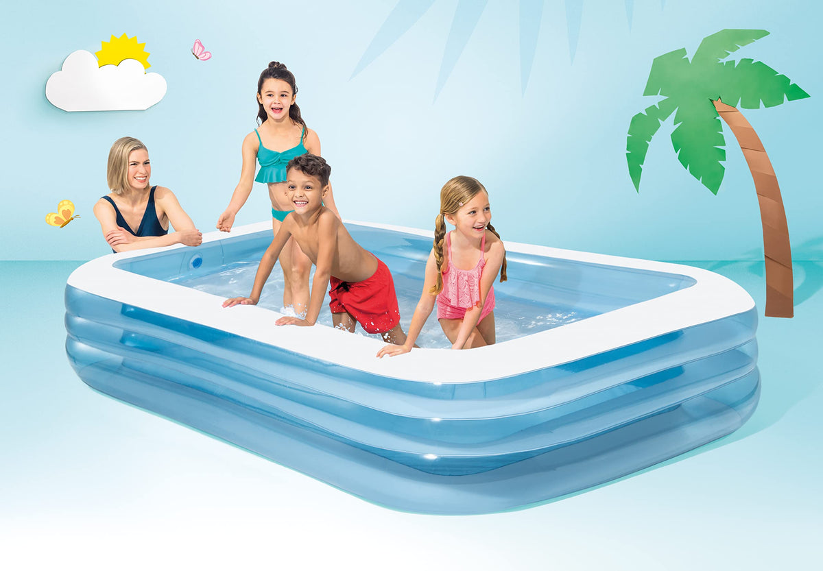 Intex Swim Center patch included helps DIY repair after playful use.