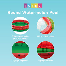 Intex watermelon pool side rim close-up shows durable rings.