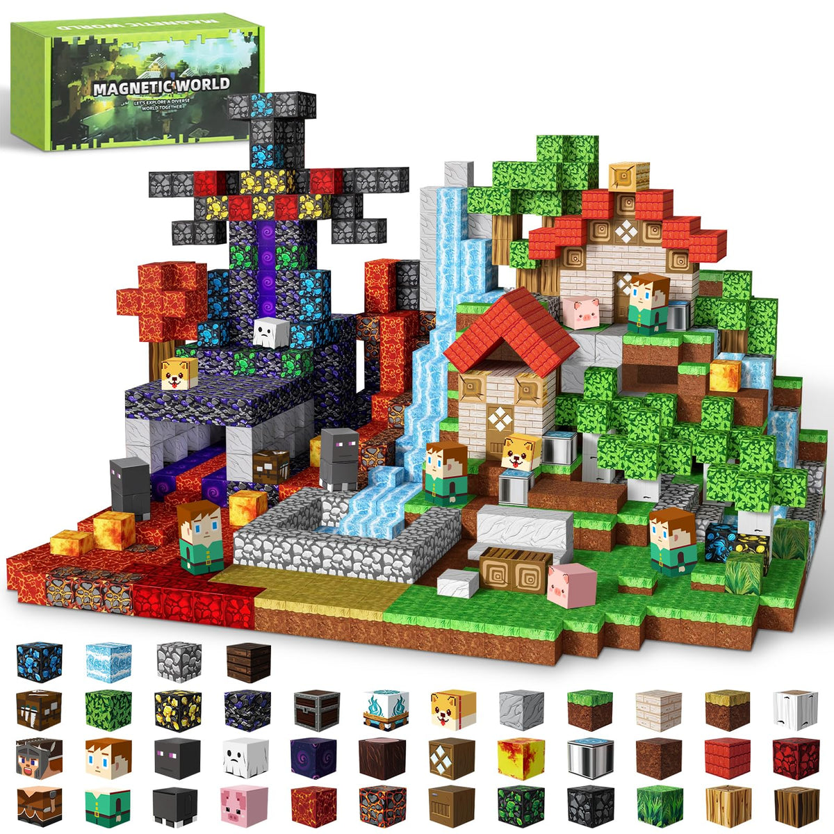Intoypad 150pcs magnetic blocks in bright colors for open-ended play and creativity.
