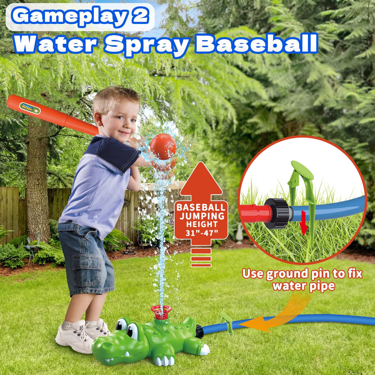 Intoypad 360-degree rotating sprinkler spreading water across the yard