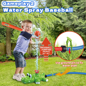 Intoypad 360-degree rotating sprinkler spreading water across the yard