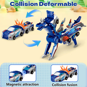 Intoypad blue dragon dino car play image showing transformation.