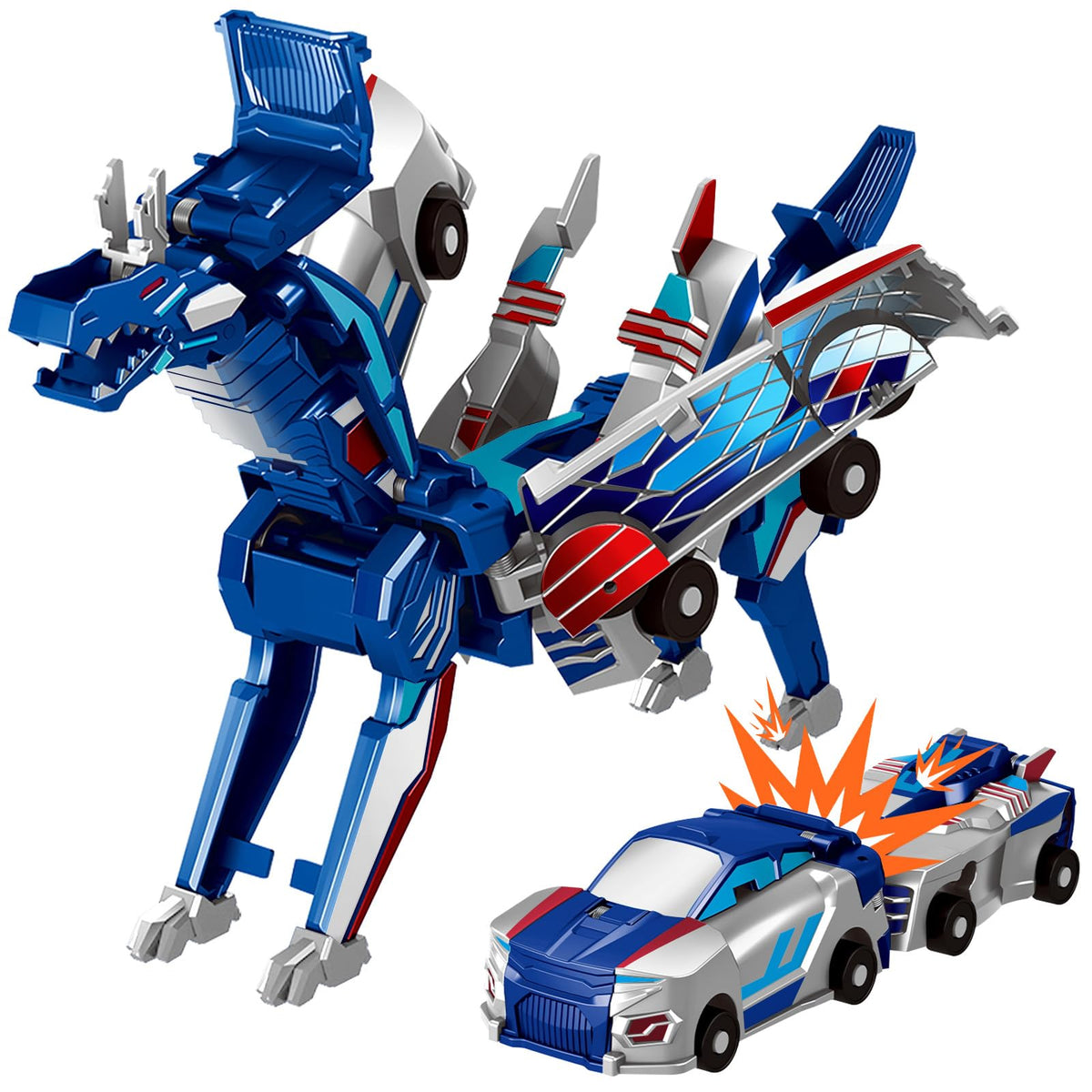 Intoypad collision dinosaur car blue dragon: magnetic fusion for imaginative play.