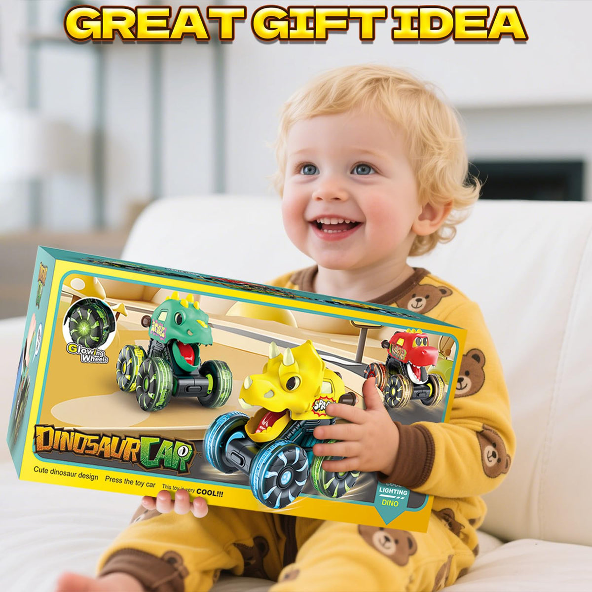 Intoypad durable ABS plastic dinosaur trucks for active toddlers.