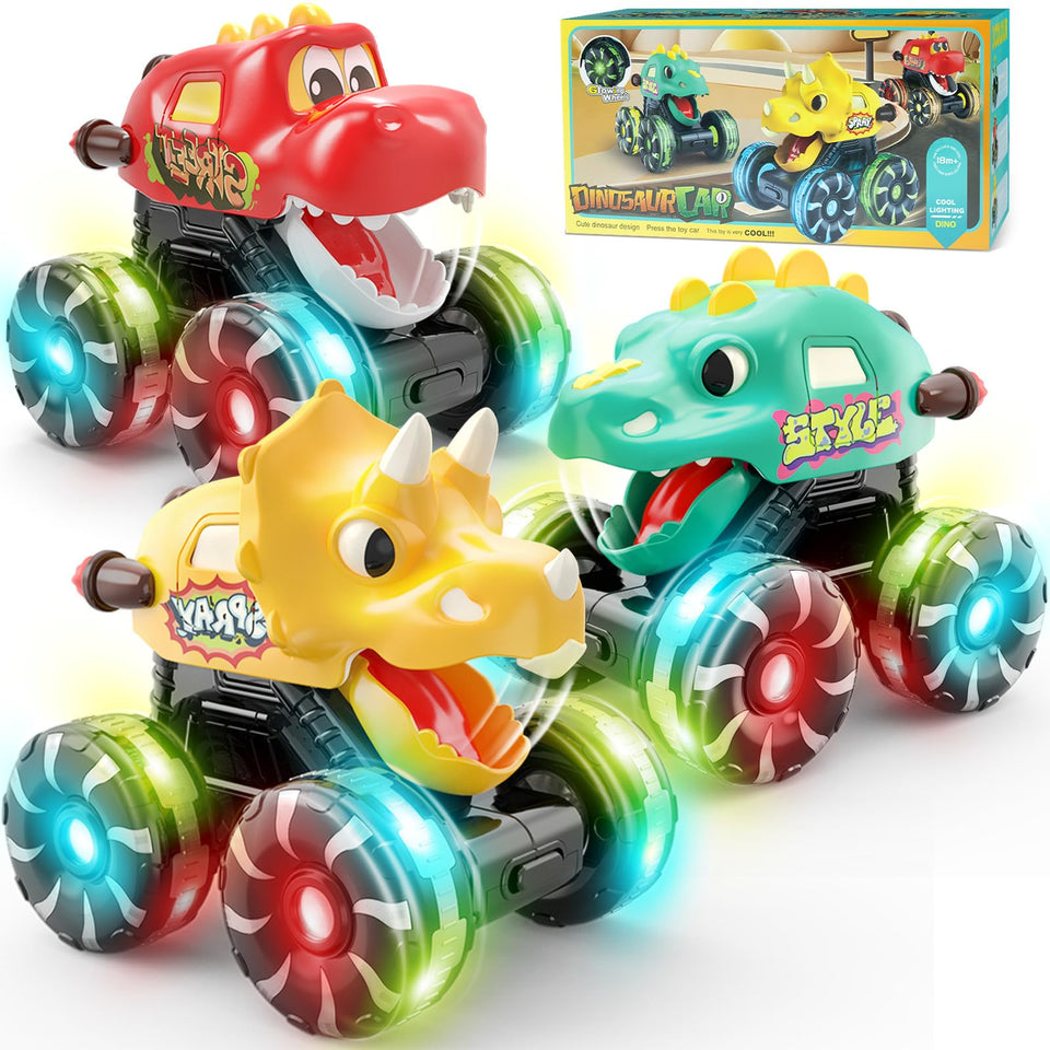 Intoypad red dinosaur truck with chomping mouth for engaging crawl play.