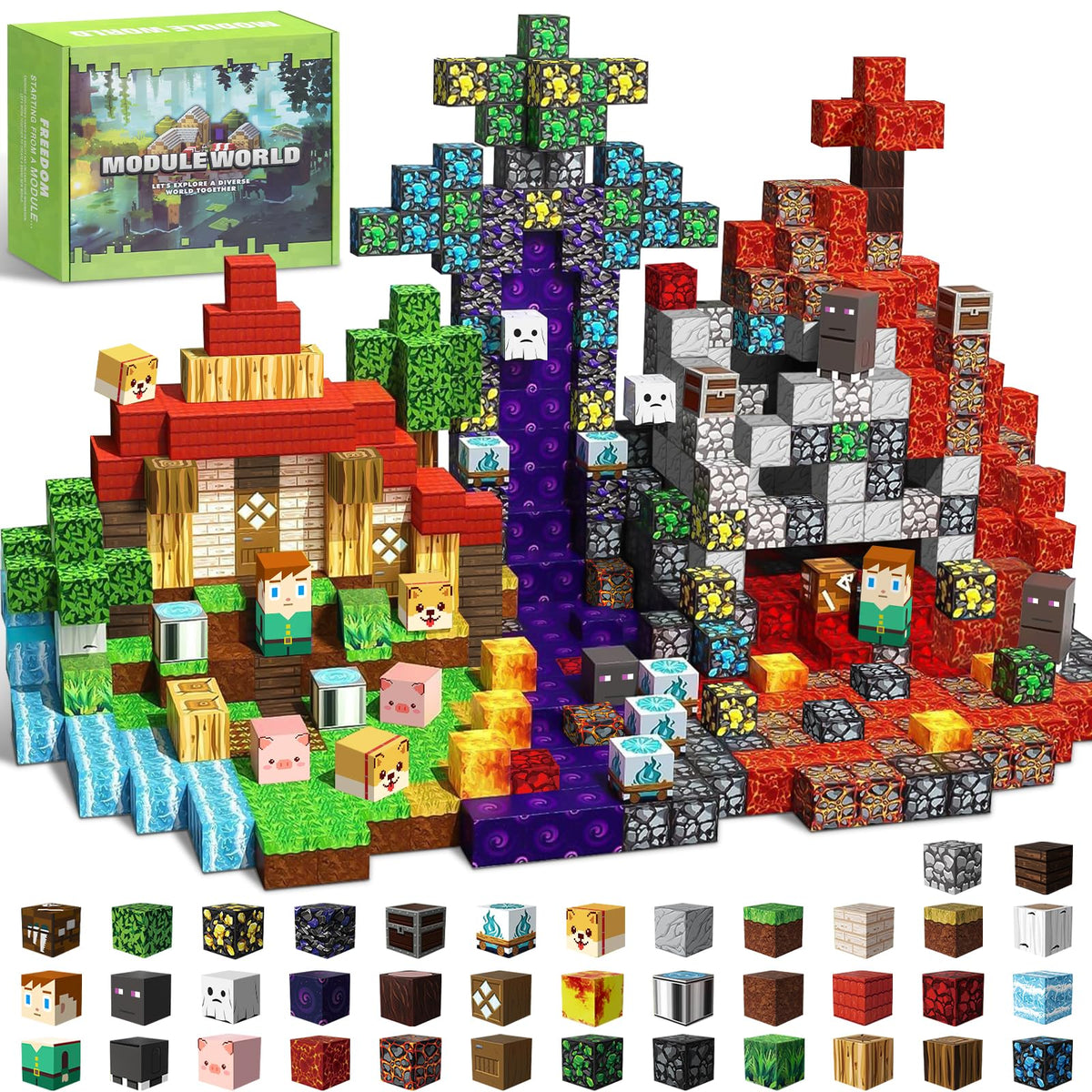 Intoypad forest theme magnetic blocks for imaginative building play.