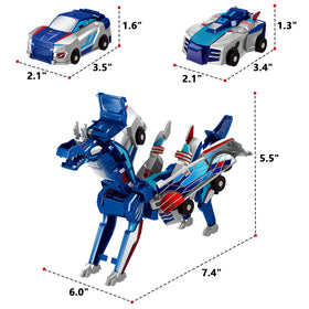 Intoypad magnetic dino cars transform via collision for hands-on learning.
