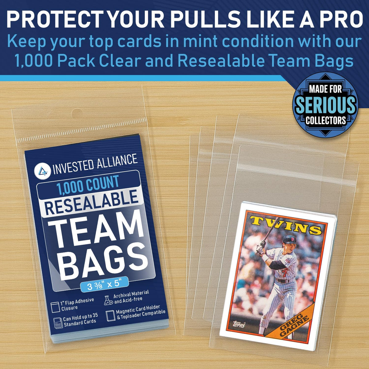 Invested Alliance team bags seal closure for secure, reusable protection.