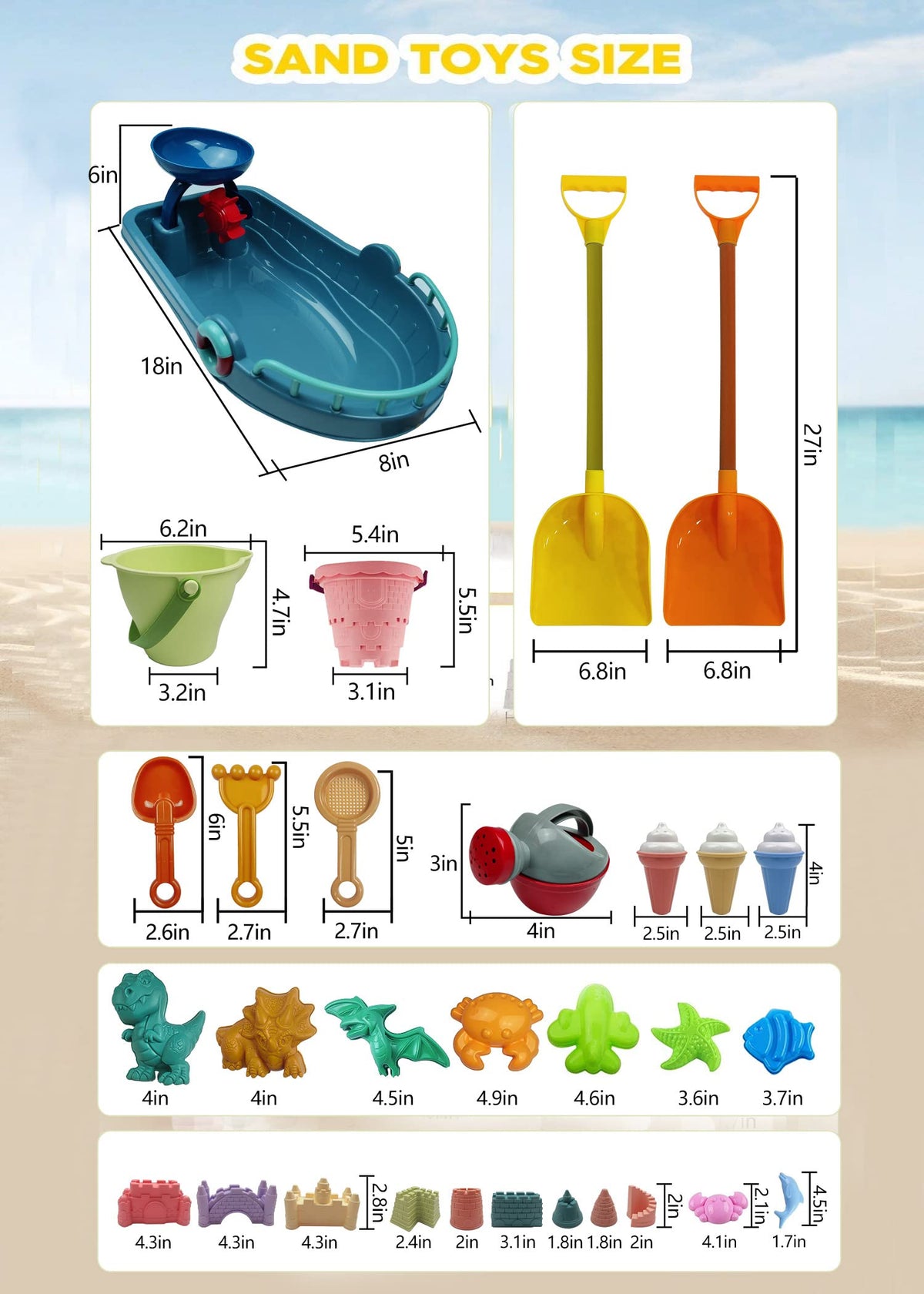 IOKUKI colorful sand castle molds for imaginative seaside play