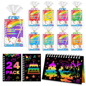iooo Rainbow Scratch Art Notebooks – vibrant rainbow colors for party favors and classroom activities.