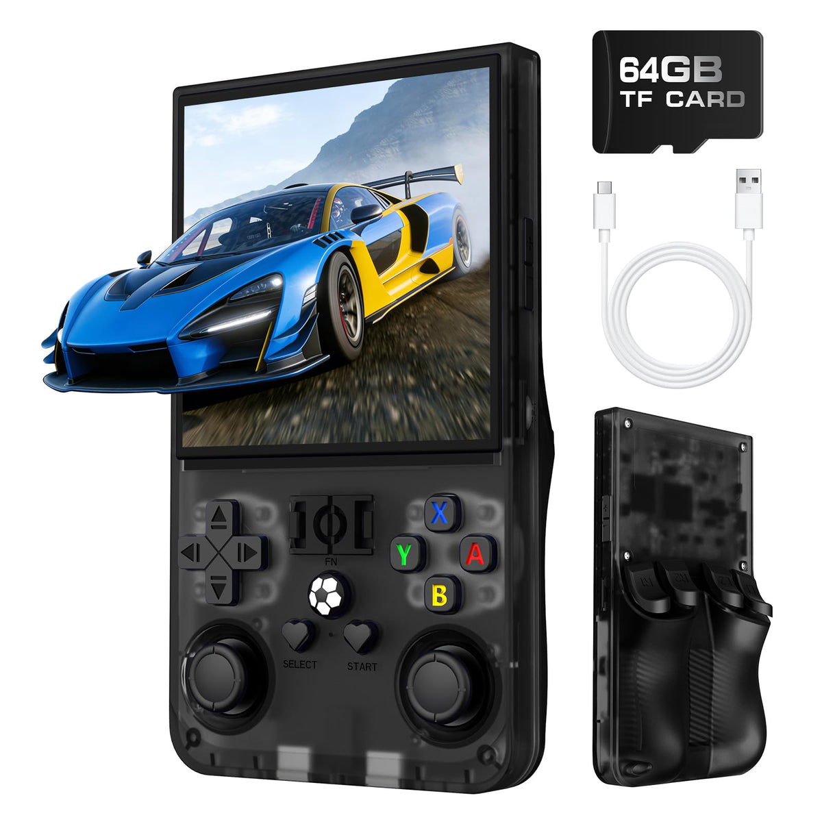 ioyasba R36MAX front view shows a portable handheld console for on-the-go gaming.