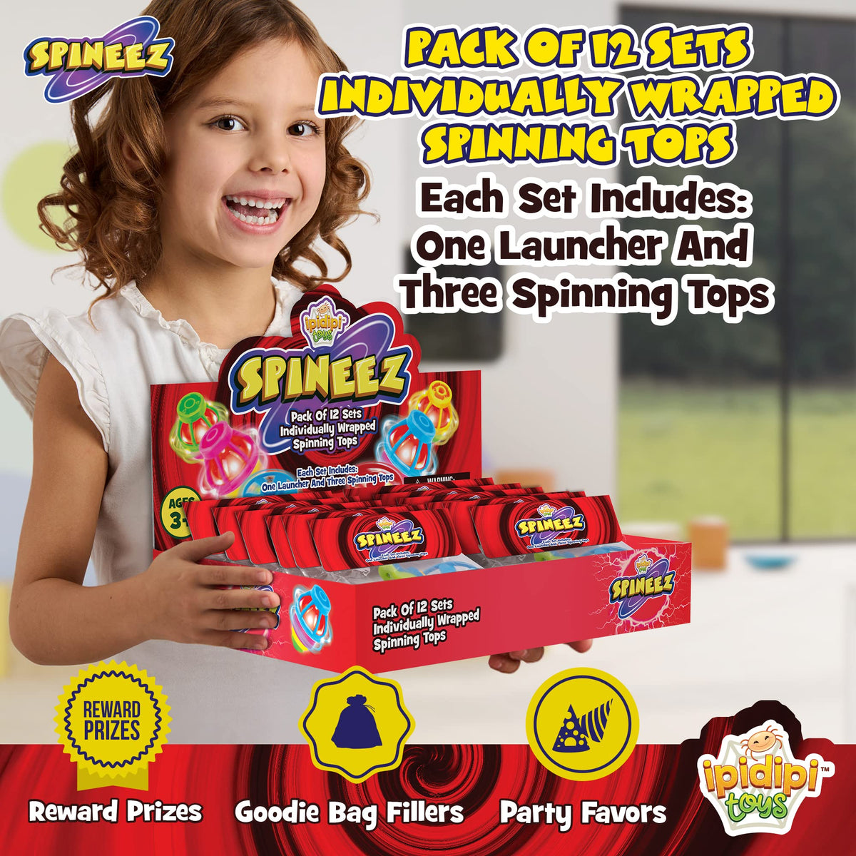 IPIDIPI TOYS Spineez UFO top spins with wind and launch for kinetic fun