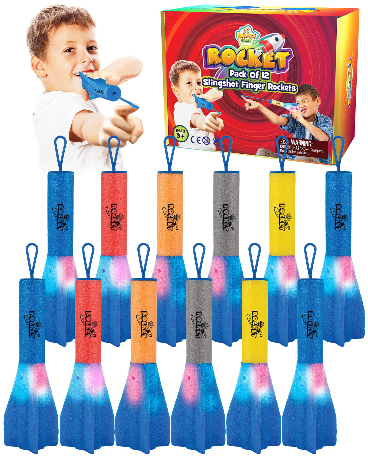 IPIDIPI TOYS finger rockets on finger for easy, battery-free skyward fun.