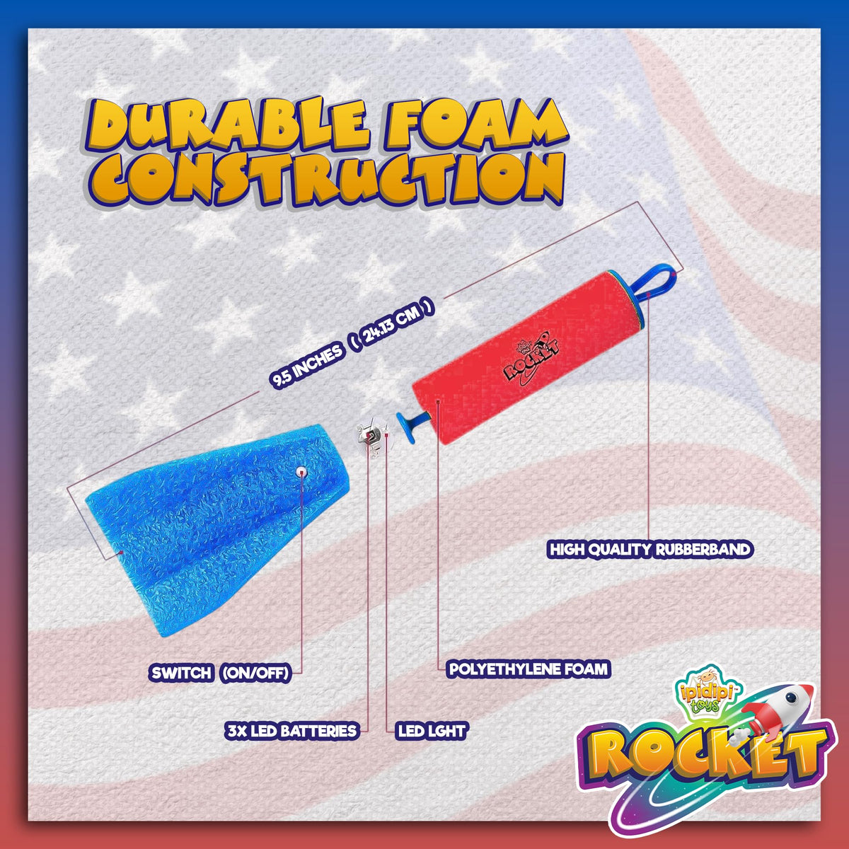 IPIDIPI TOYS foam rocket-flight closeup shows rockets soaring with each launch.