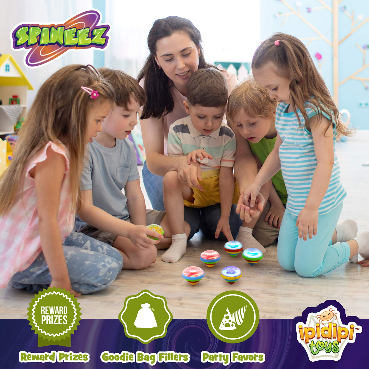 IPIDIPI TOYS Spineez blue LED spinner in action demonstrates bright glow during spins