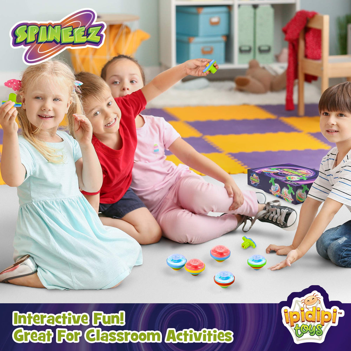 IPIDIPI TOYS Spineez blue light-up top child play shows quick twist and spin