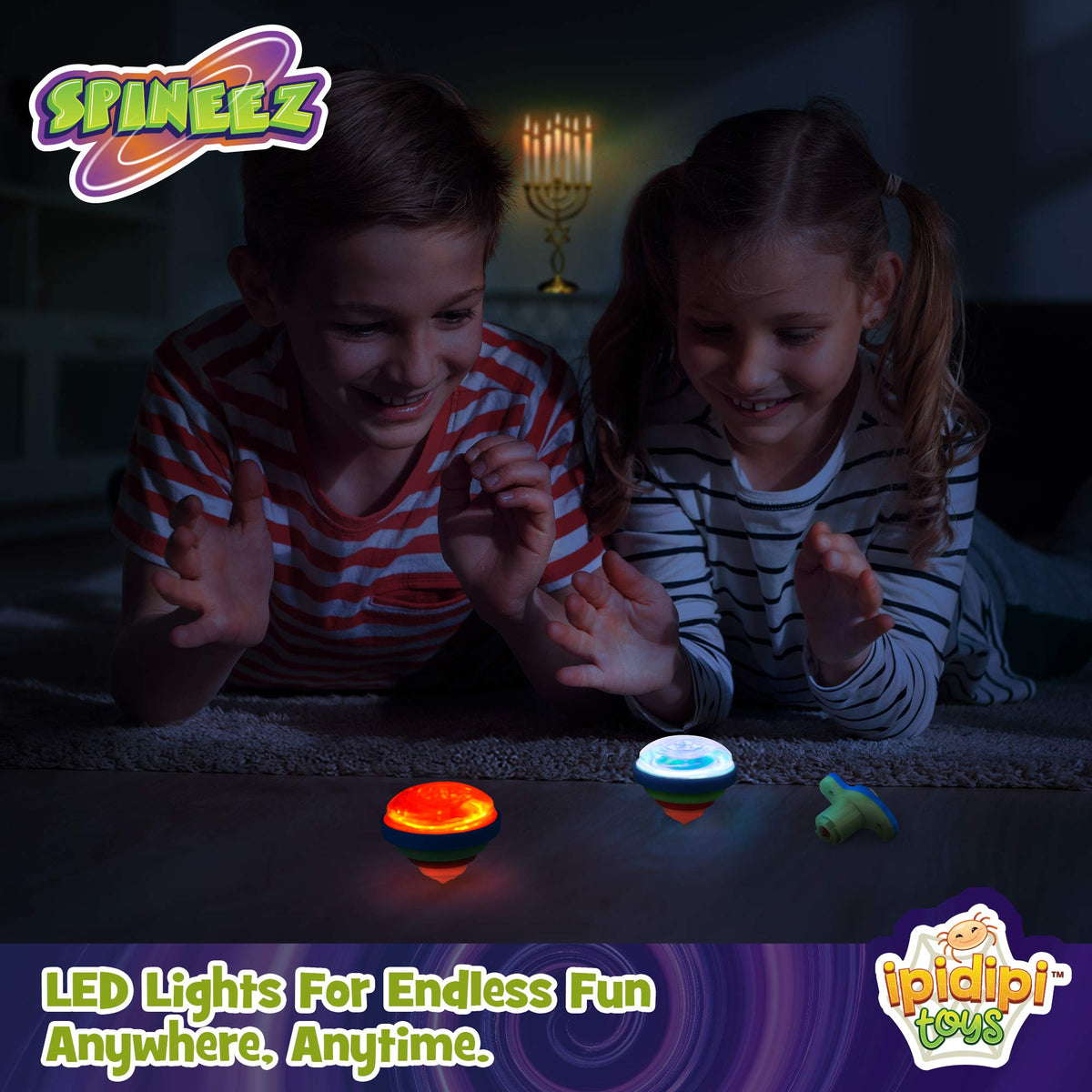 IPIDIPI TOYS Spineez blue light-up top glow ideal for nighttime classroom or party uses