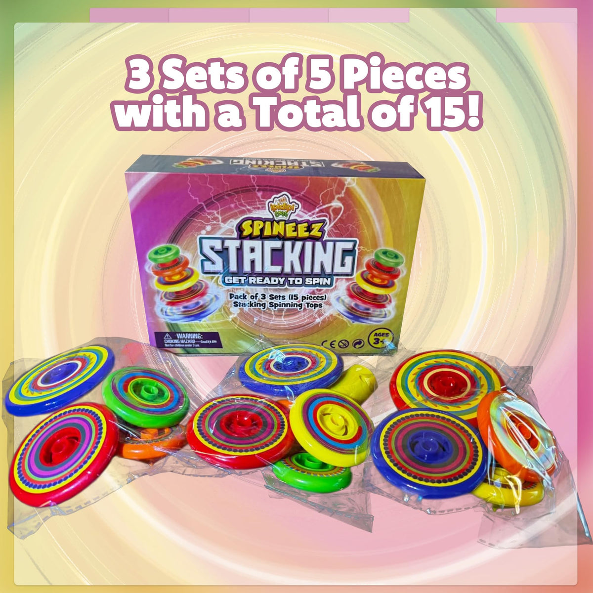 IPIDIPI TOYS Spineez mega top stack action, stacking and spinning for creative challenges.