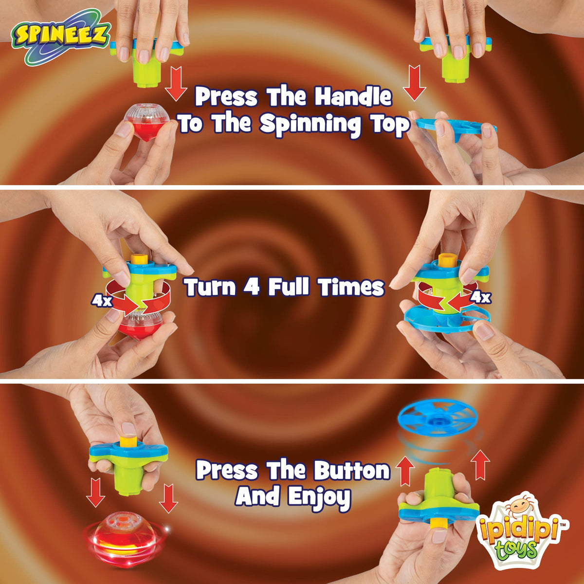 IPIDIPI TOYS Spineez UFO spinner glows at night for engaging play