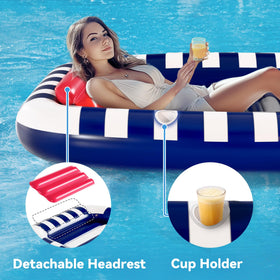 iPlay 80x66-inch blue beach lounger, spacious for shared lounging.