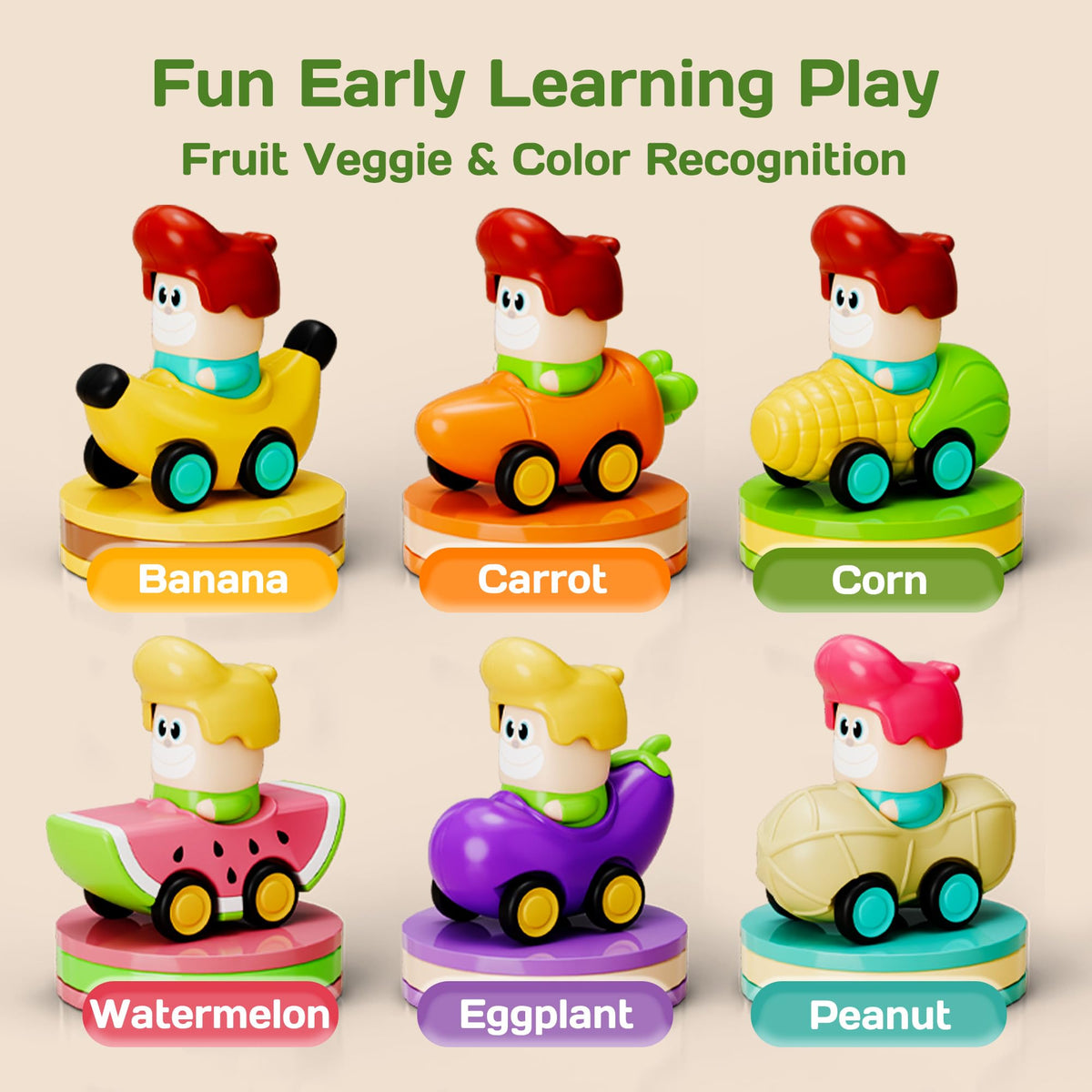 iPlay baby push-toy vehicle designed for easy grip and rollout.
